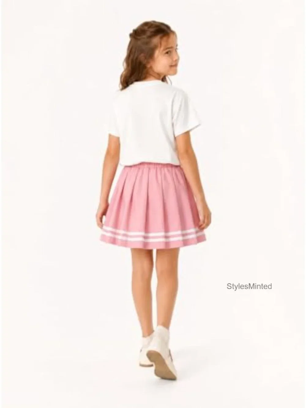 Girls 2 Piece Skirt Set Cute Summer Outfits Cotton Blend Short Sleeve